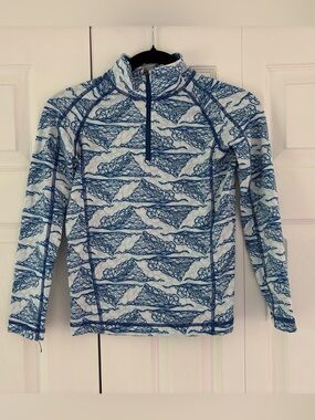 L.L.Bean Blue & White Kids' Zip Pullover Base Layer Top